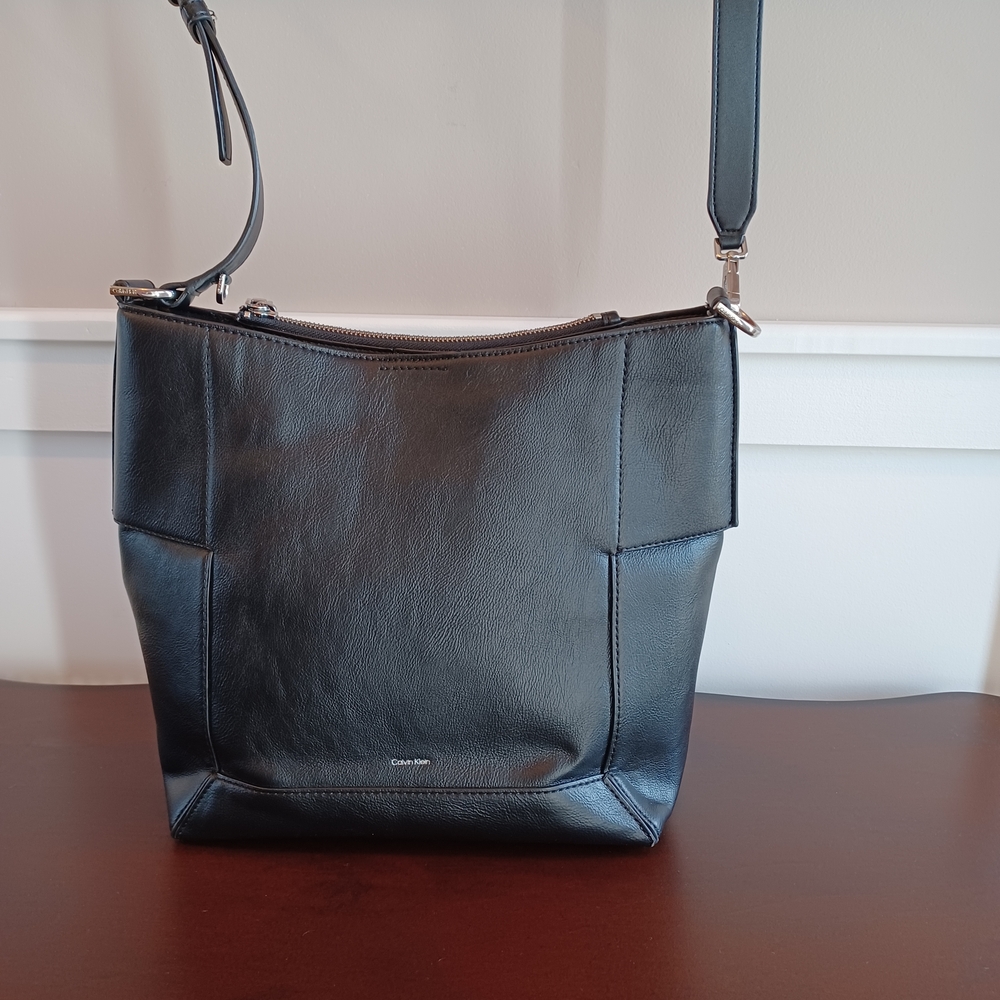 Calvin Klein Black Vegan Leather Shoulder Bag